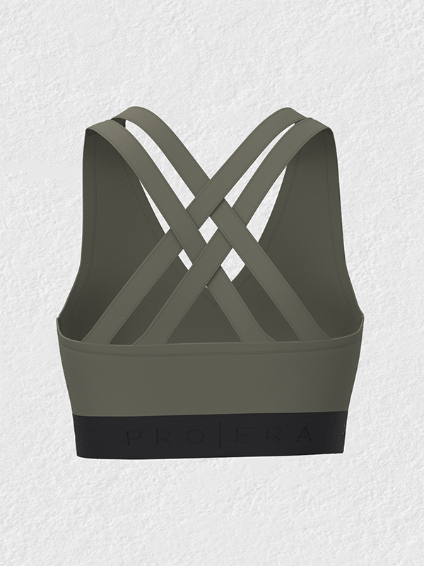 V Neck Cross Back Sports Bra