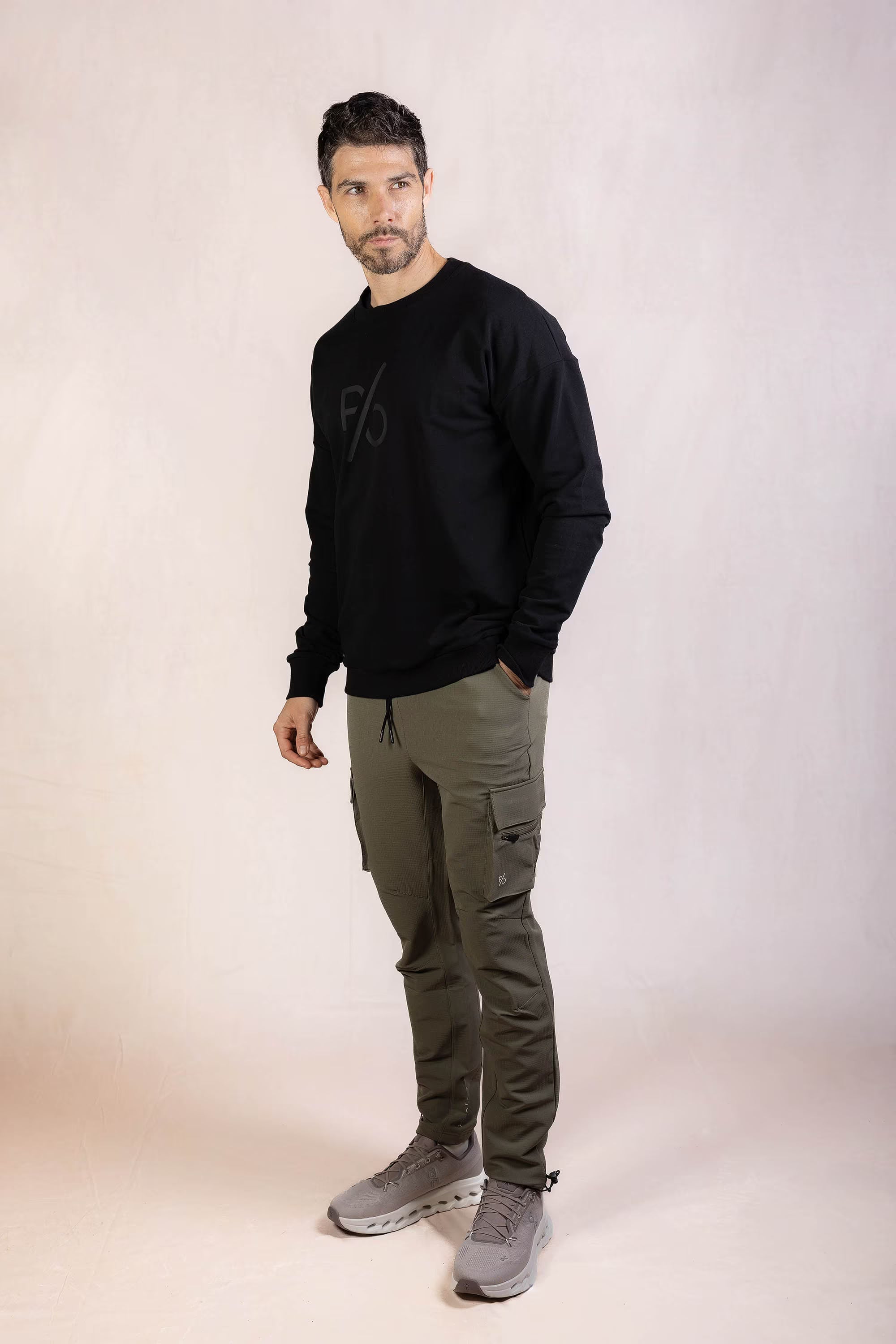 PRO | ORA men’s the aura drop sweater in Black Beauty, product detail image