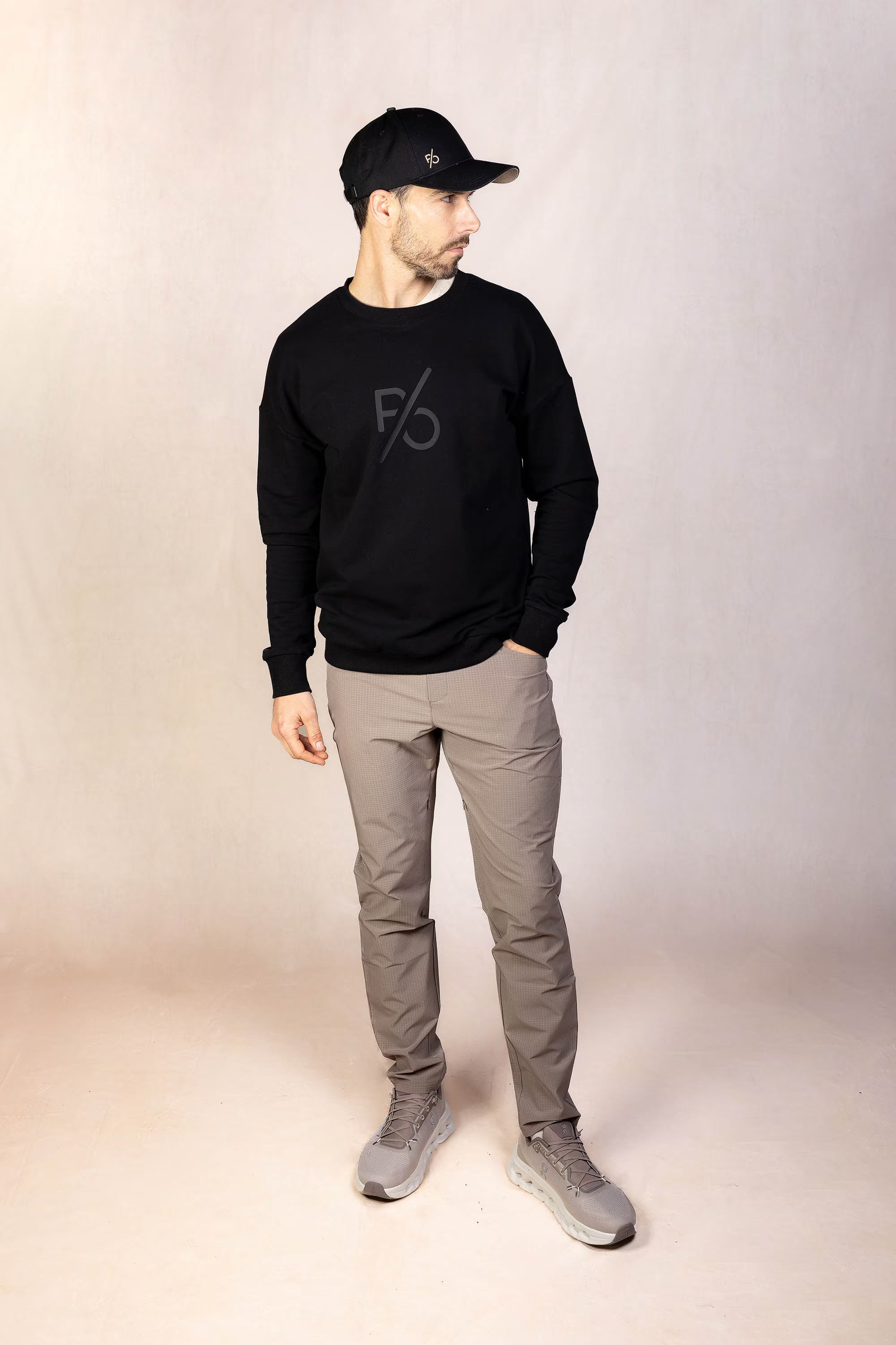 PRO | ORA men’s the aura drop sweater in Black Beauty, product detail image