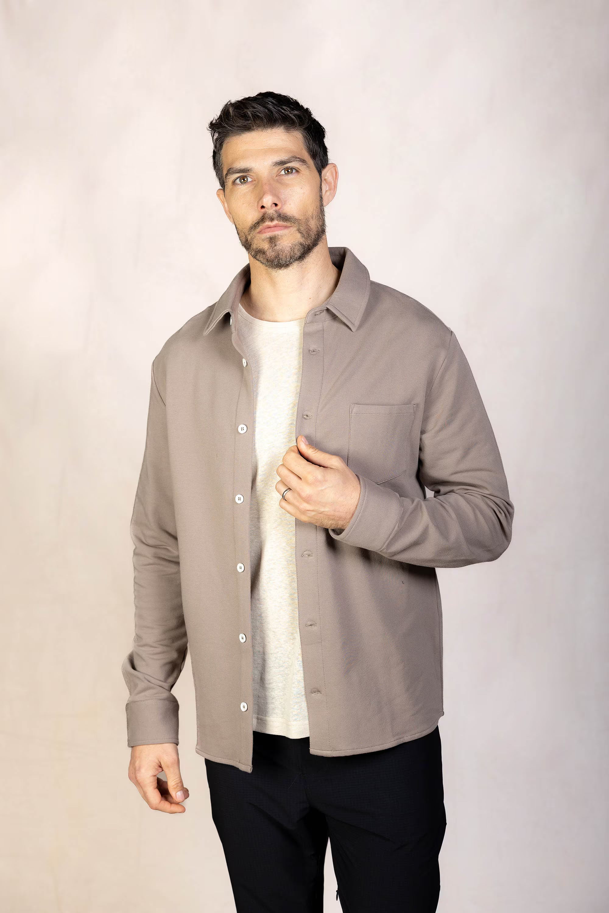 PRO | ORA men’s the sweater shirt in Muted Clay, studio product image, front view