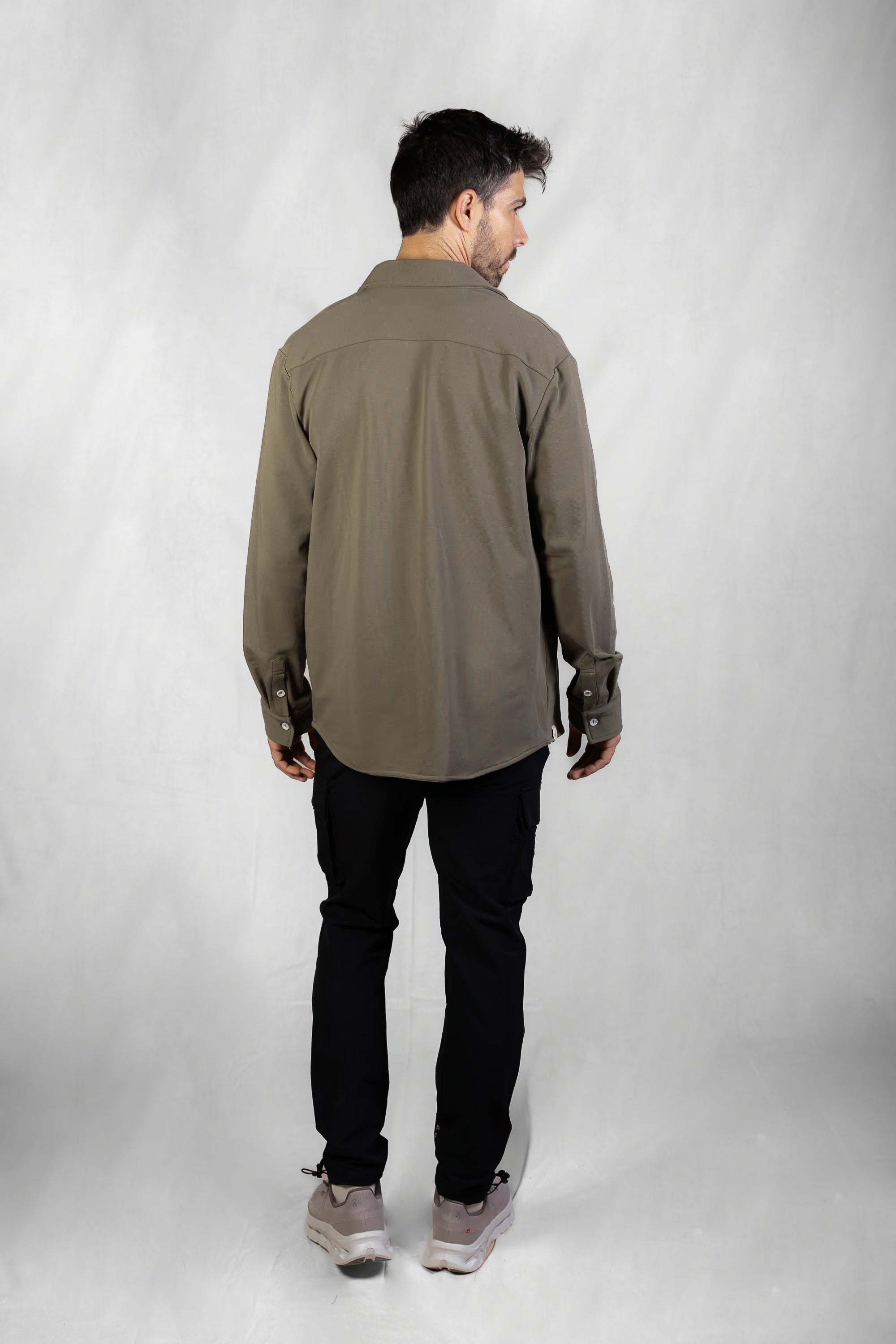 Men's Aura Sweater Shirt in Olive Smoke #Colour_Olive Smoke