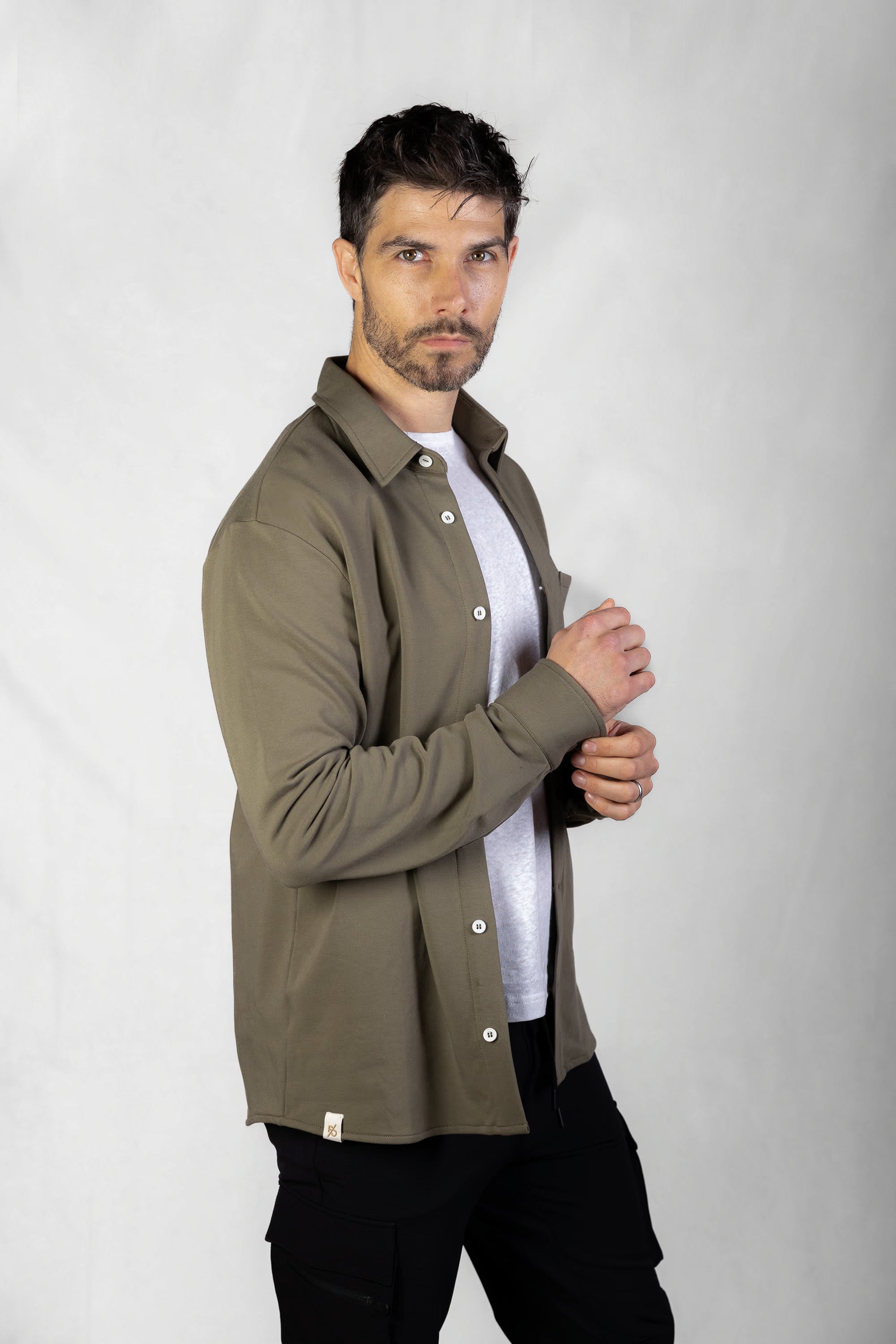 Men's Aura Sweater Shirt in Olive Smoke #Colour_Olive Smoke