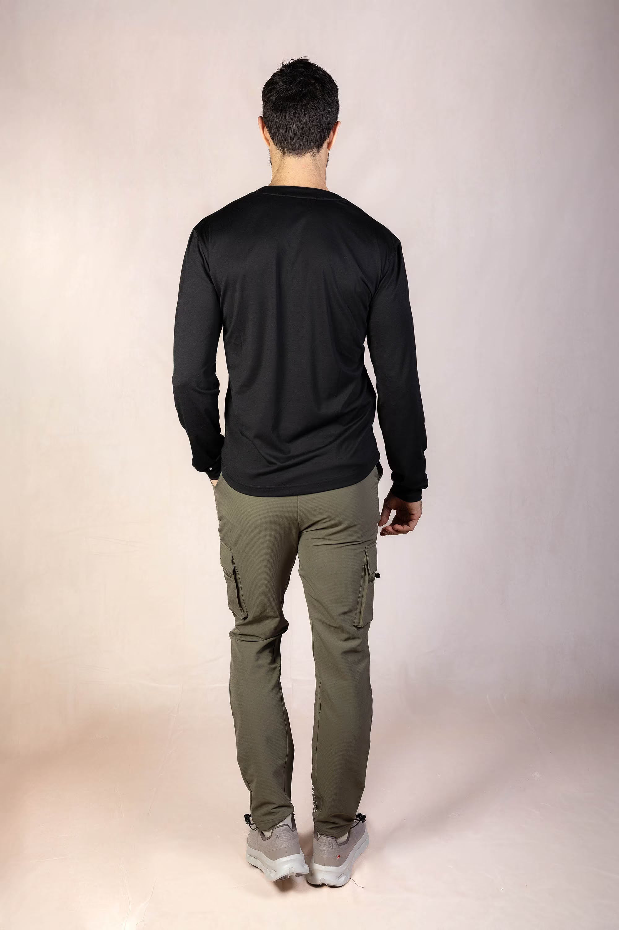 PRO | ORA men’s combat in Smoke Olive, studio product image, rear view