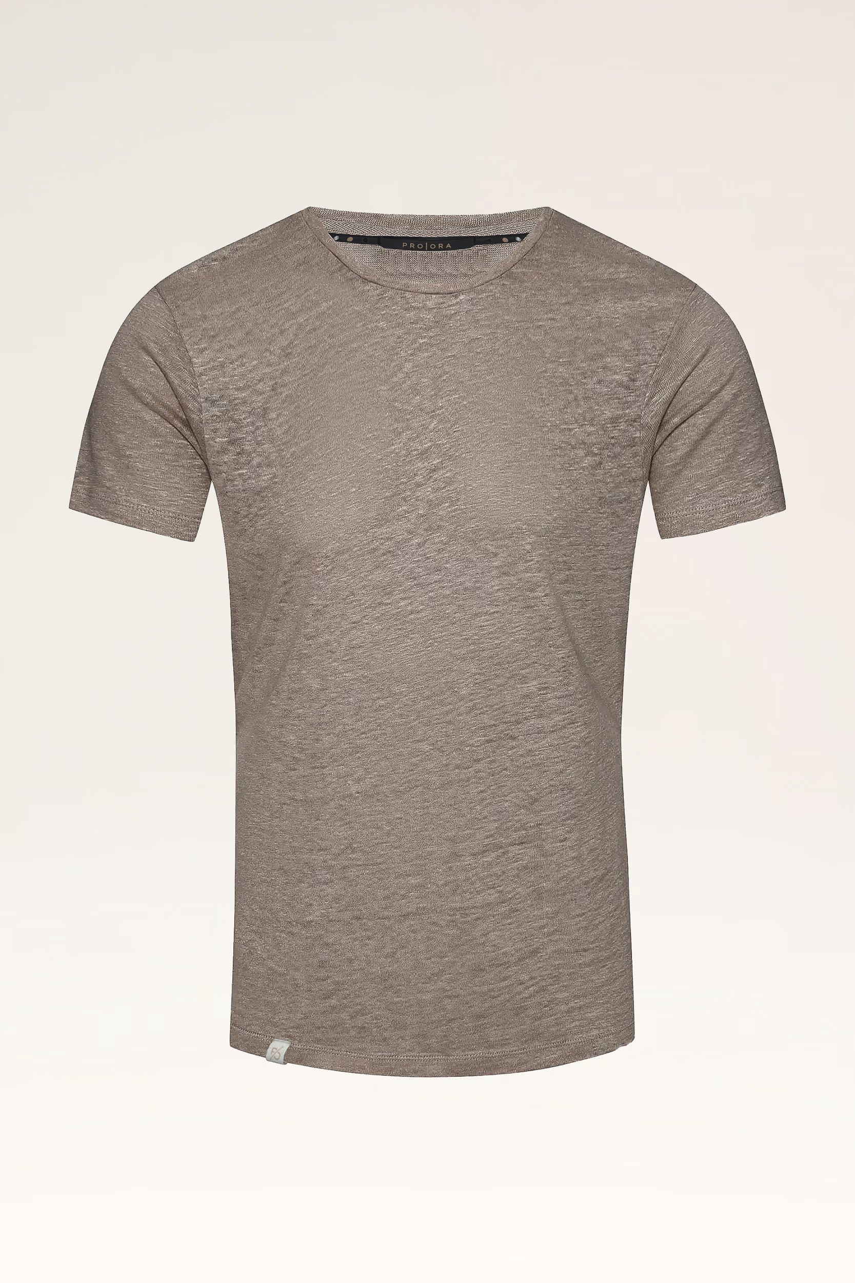 PRO | ORA men’s the linen t-shirt in Light Espresso rendered front view