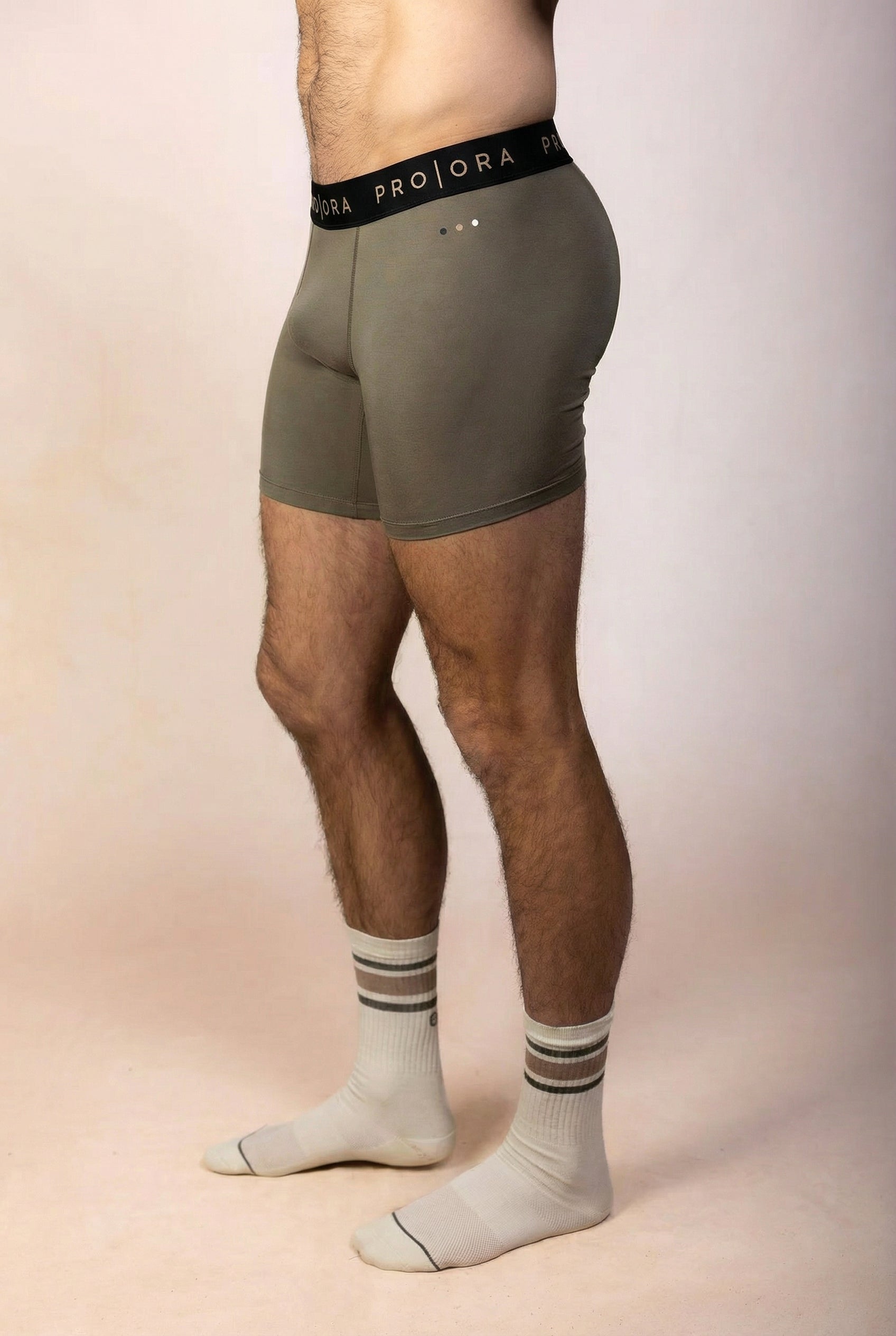 PRO | ORA men’s the precision brief in Olive Smoke, product detail image