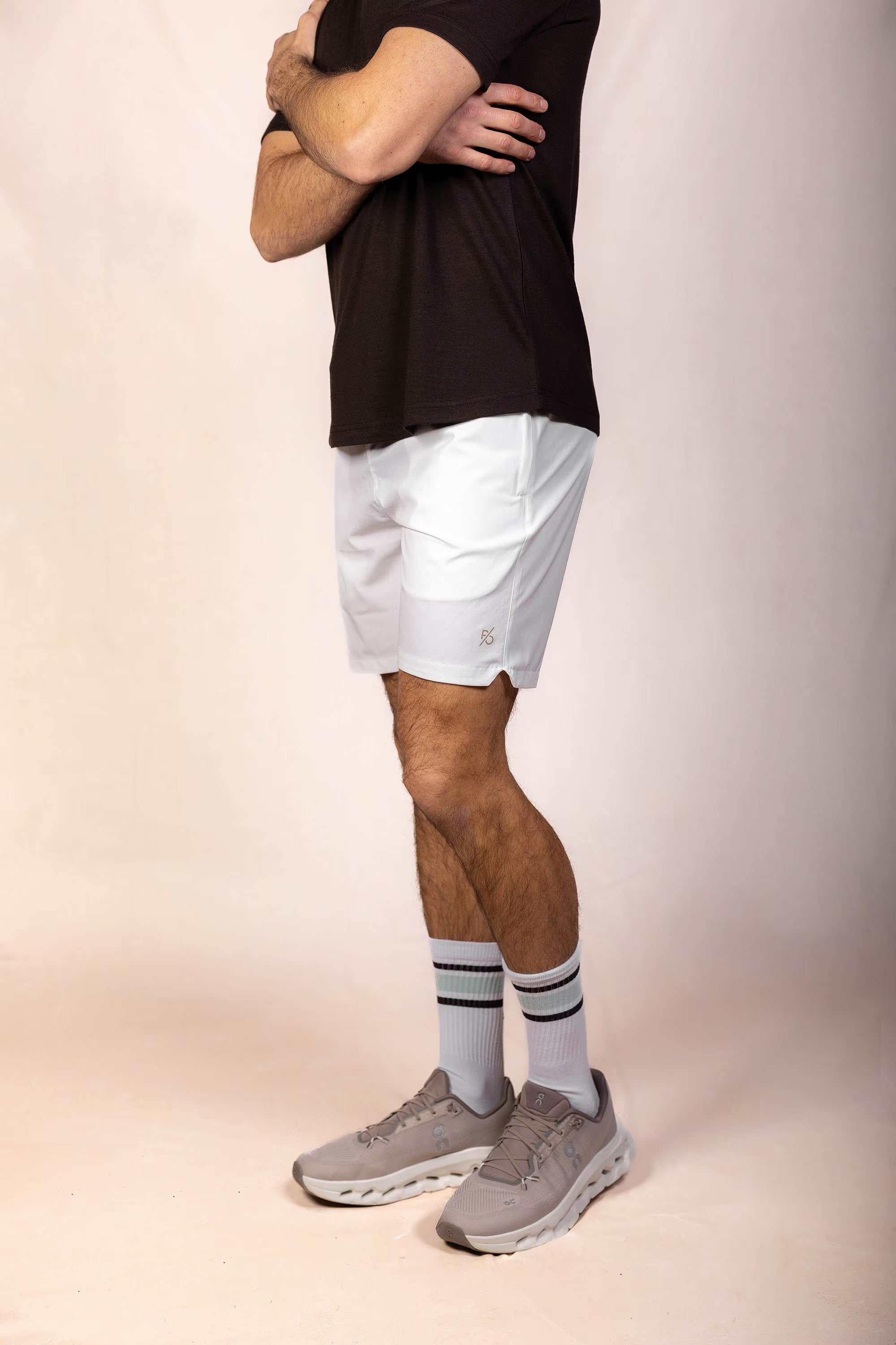 PRO | ORA men’s proformance short in White Onyx, product detail image