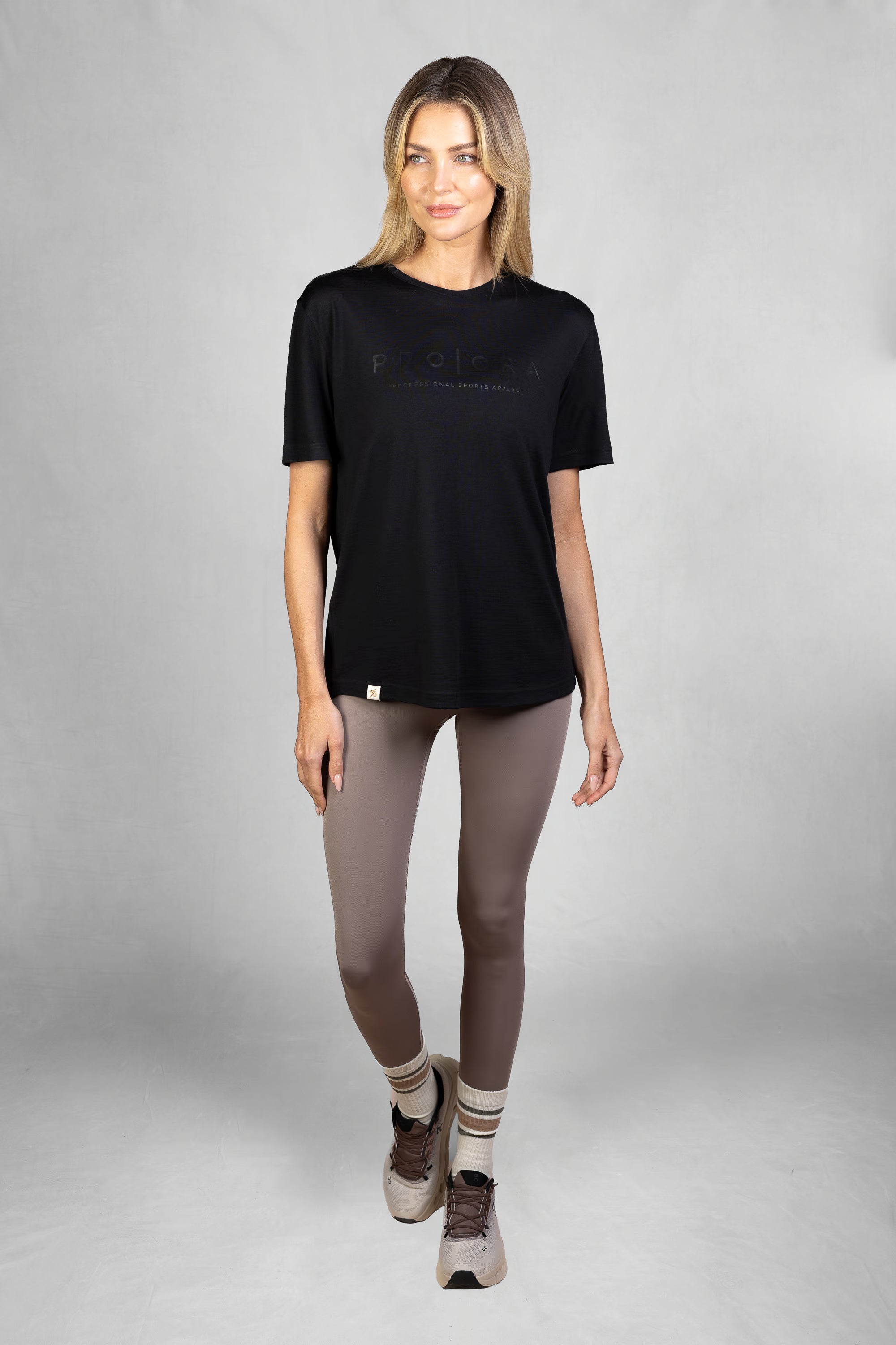 Women's Merino T-Shirt, Black on Black