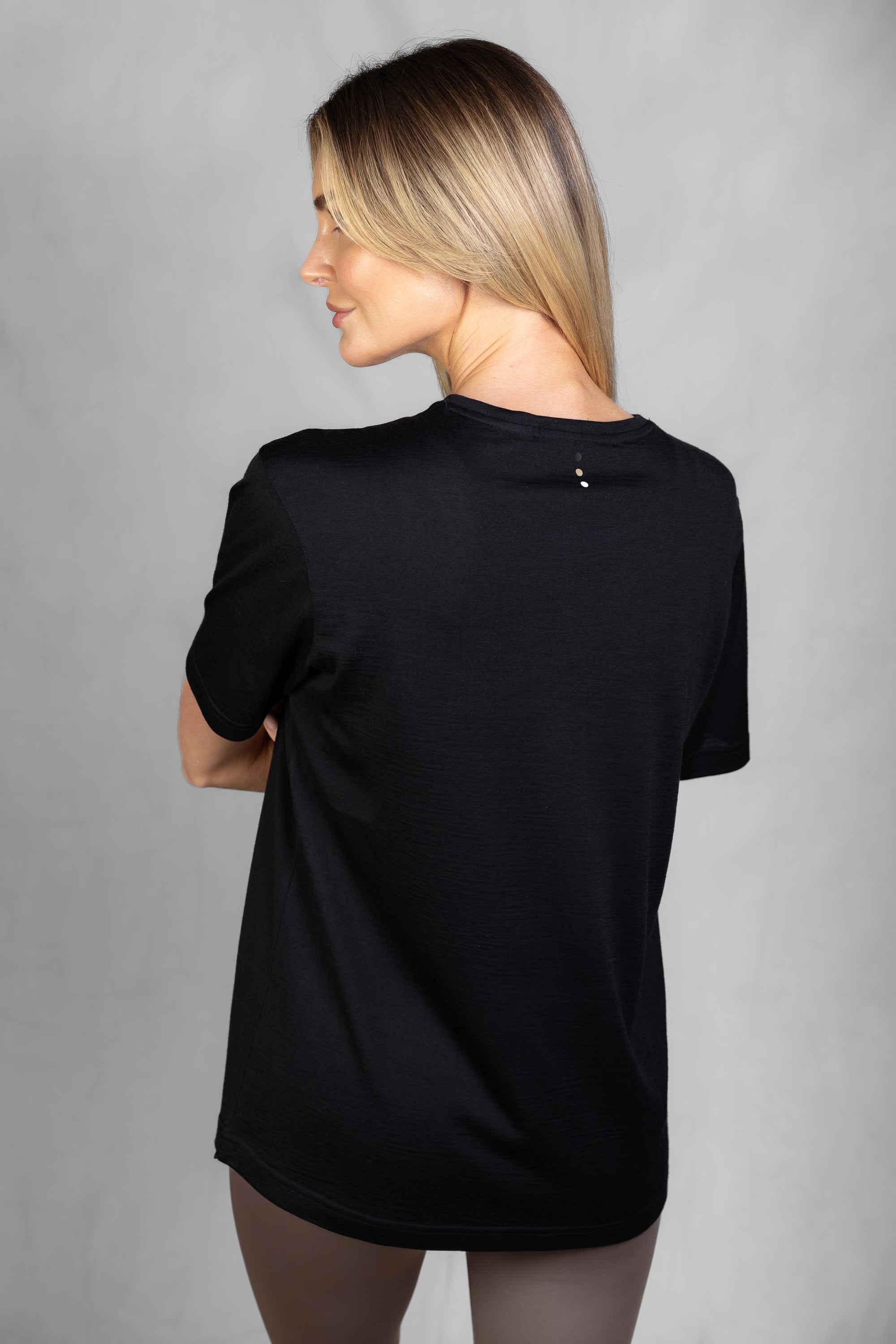 Women's Merino T-Shirt, Black on Black