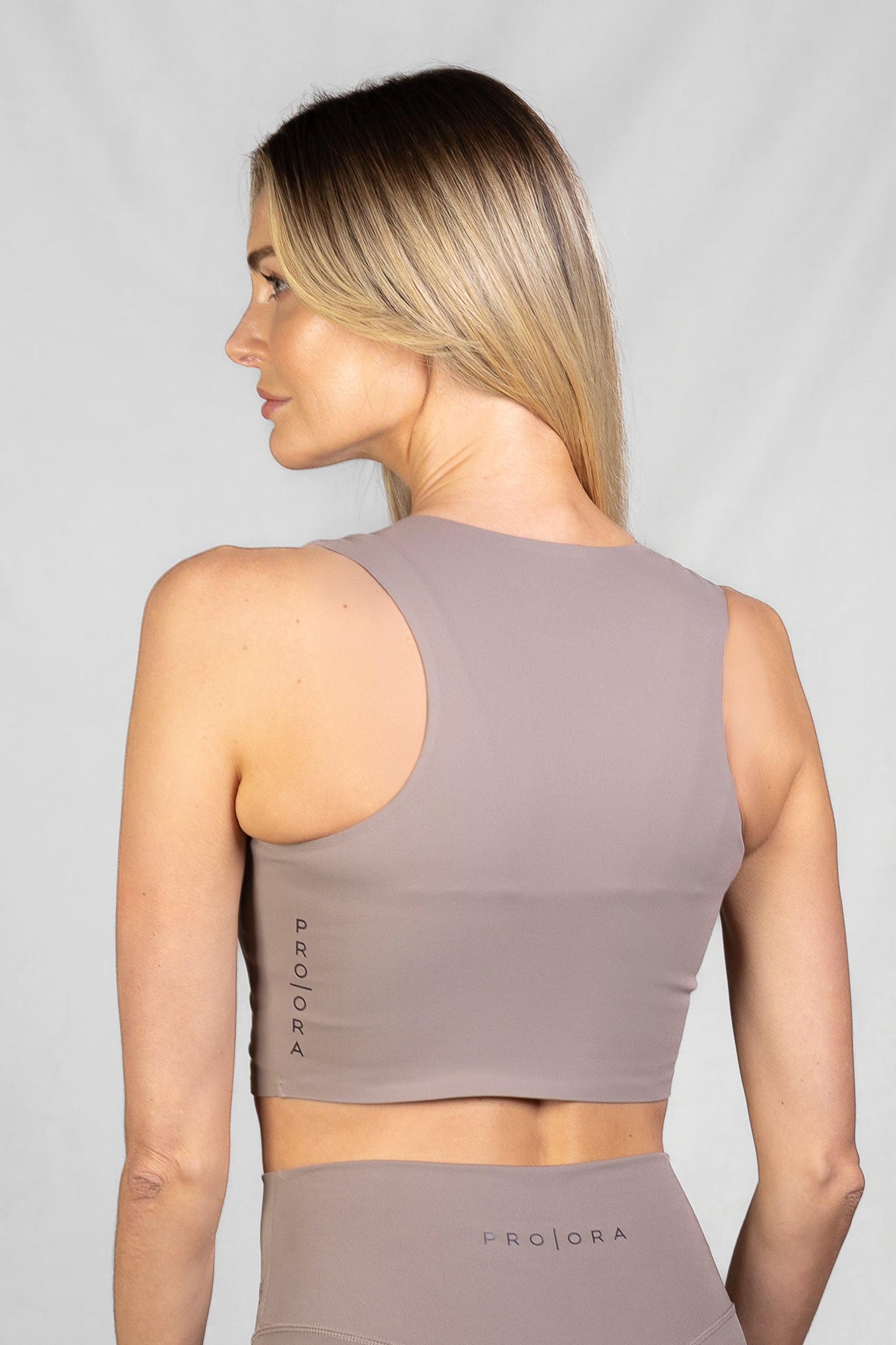 Women's Sueded Sleeveless Crop in Muted Clay #Colour_Muted Clay