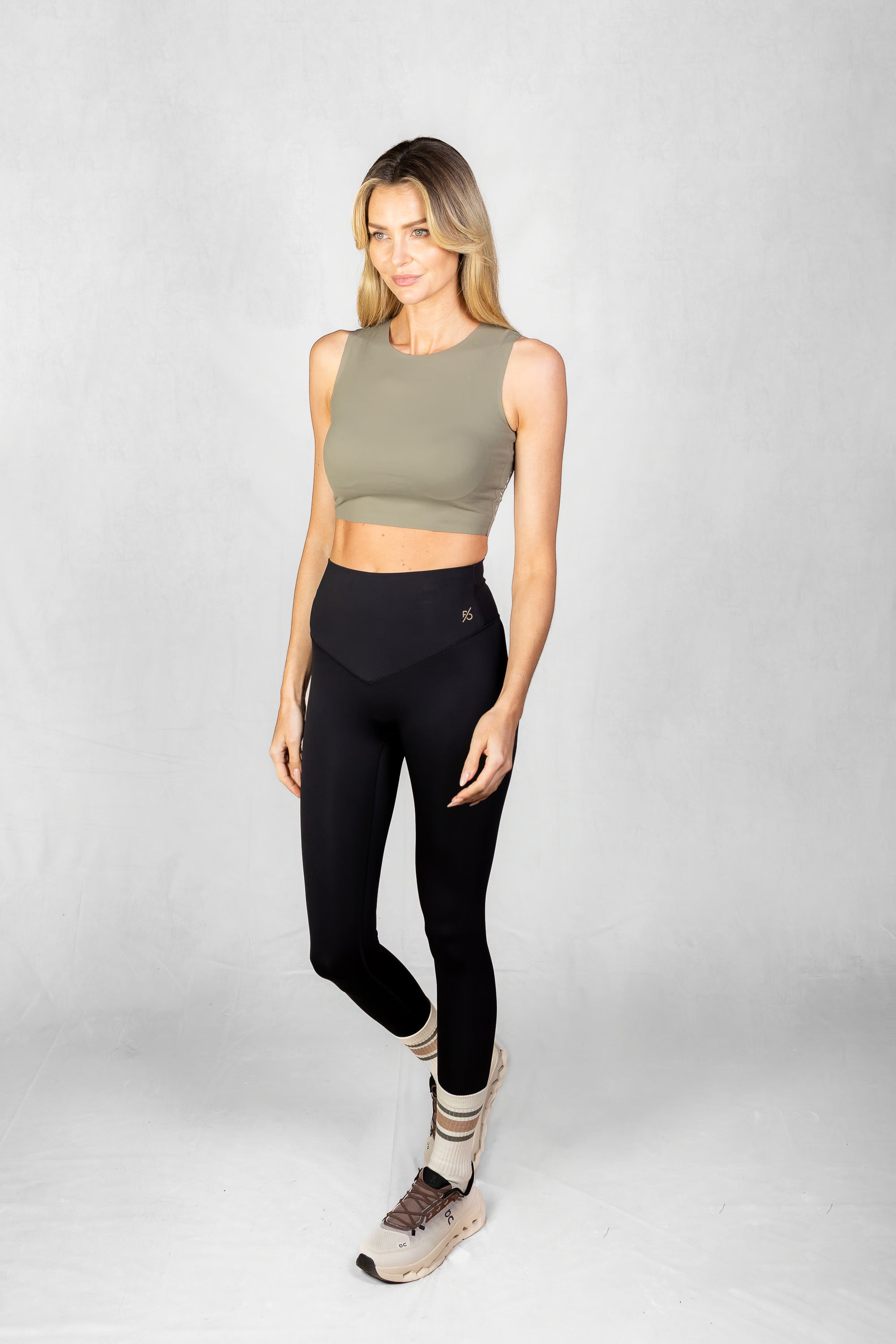 Women's Sueded Sleeveless Crop in Olive Smoke #Colour_Olive Smoke