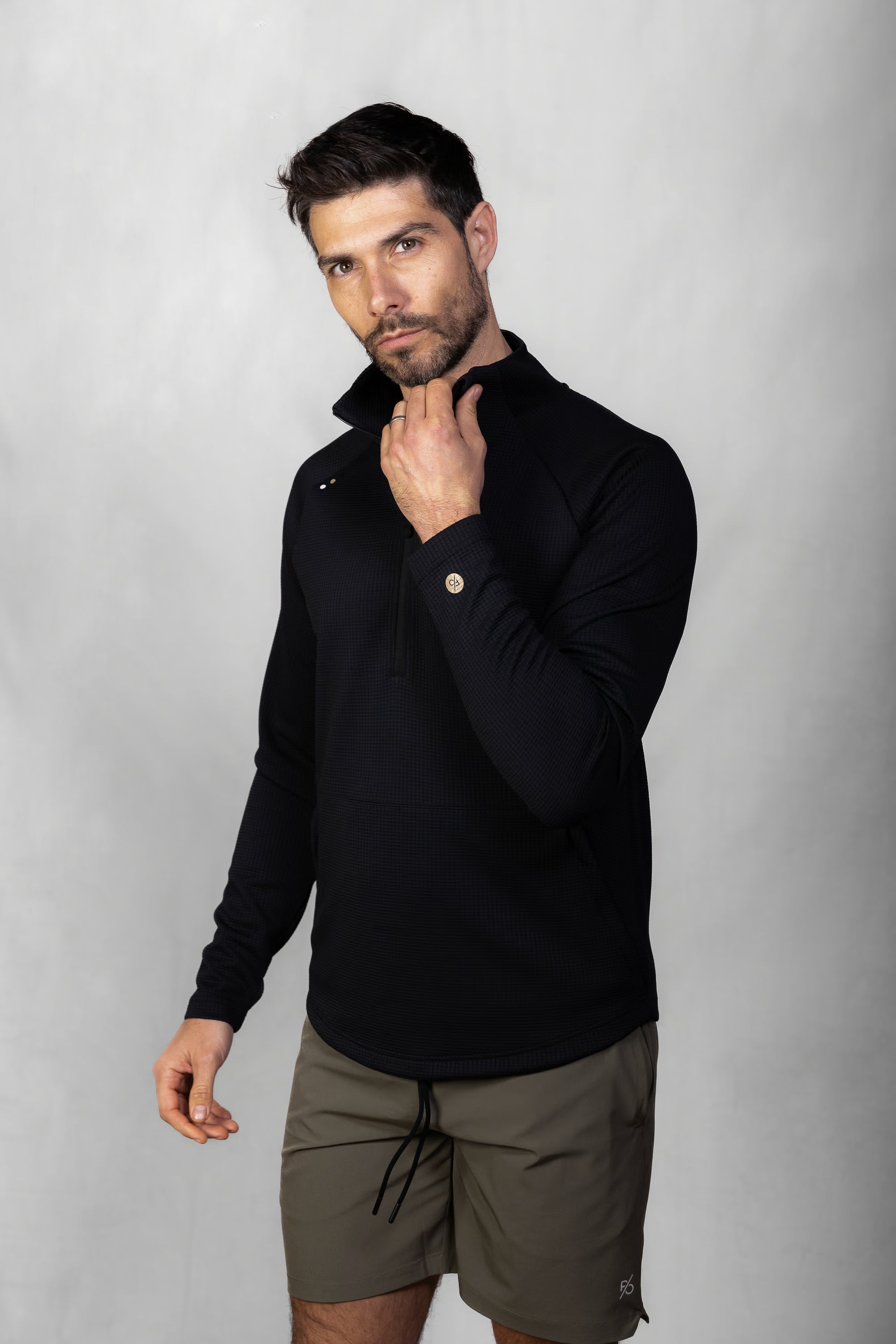 Men's Proformance Waffle Half Zip in Black Onyx #Colour_Black Onyx