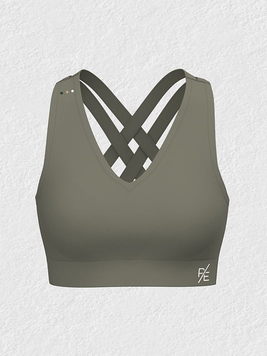 V Neck Cross Back Sports Bra