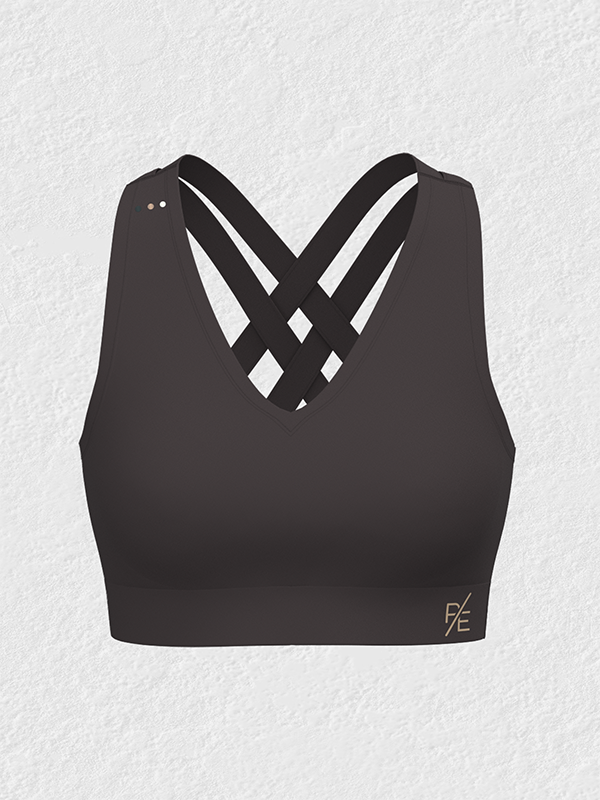 V Neck Cross Back Sports Bra