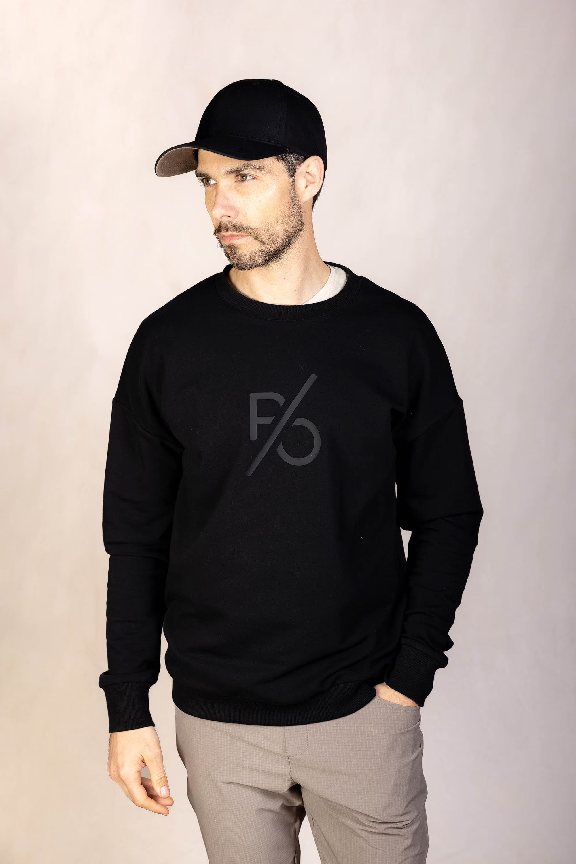PRO | ORA men’s the aura drop sweater in Black Beauty, product detail image