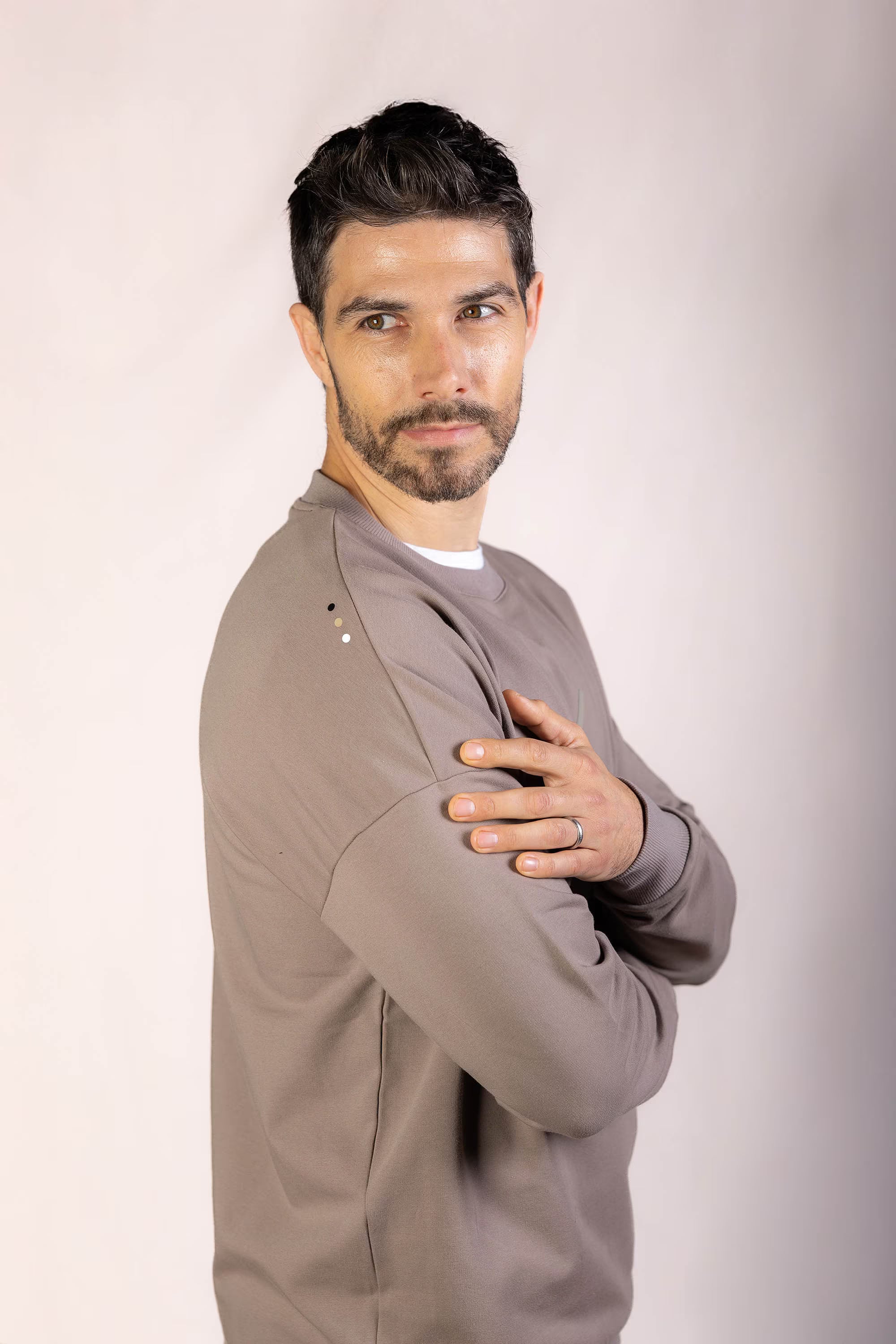 PRO | ORA men’s the aura drop sweater in Muted Clay, product detail image