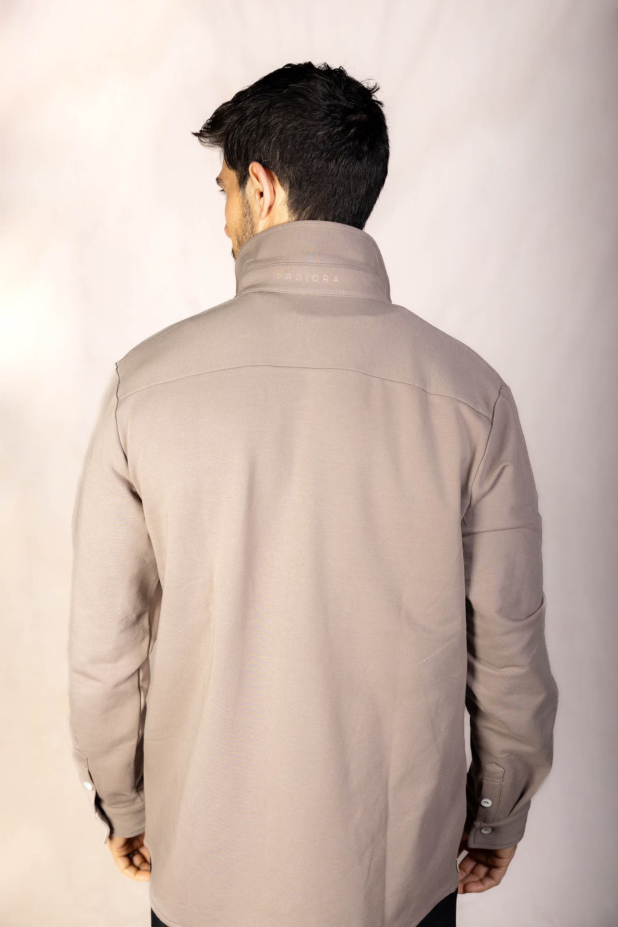 PRO | ORA men’s the sweater shirt in Muted Clay, studio product image, rear view