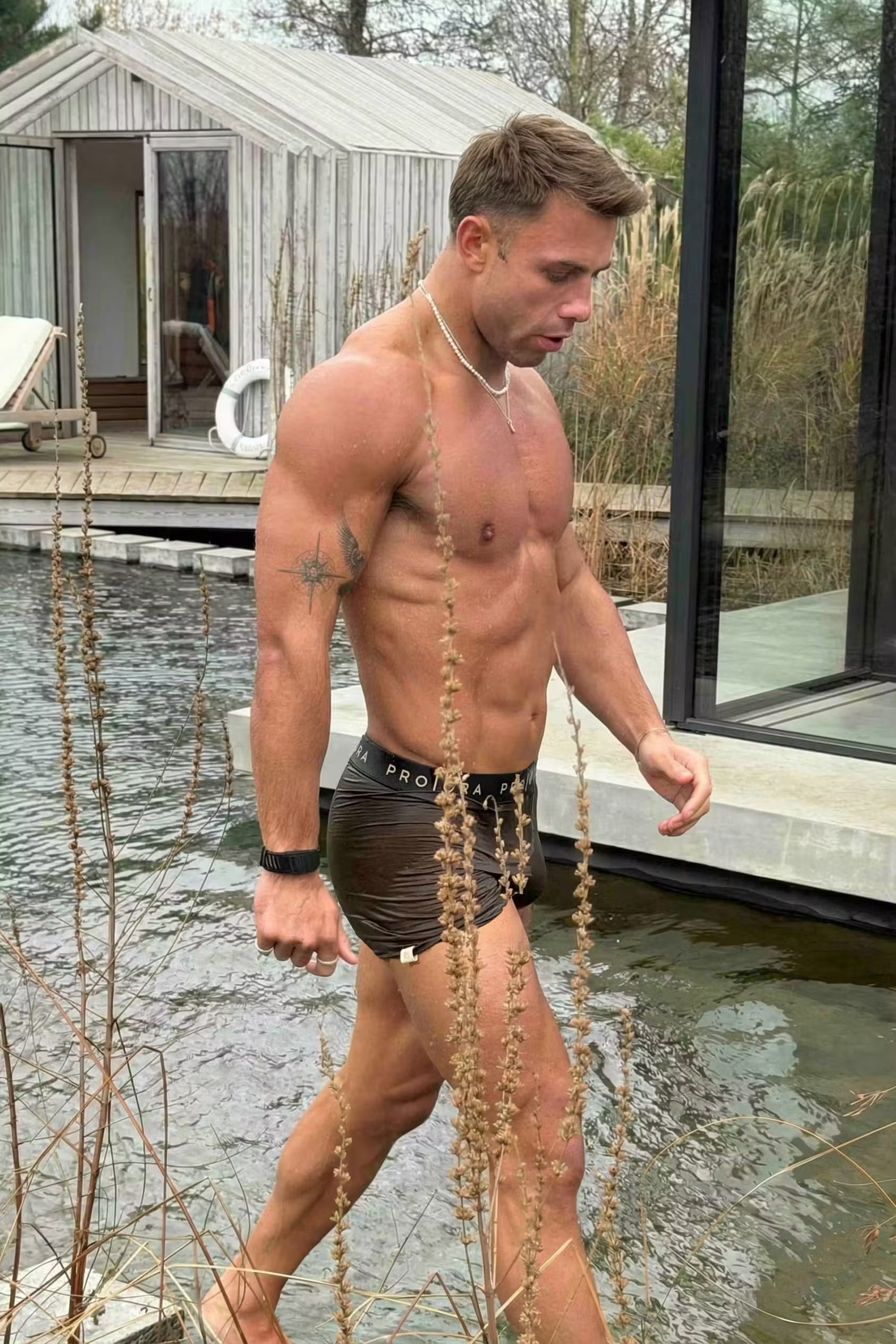 PRO | ORA men’s the precision brief in Olive Smoke, worn during training