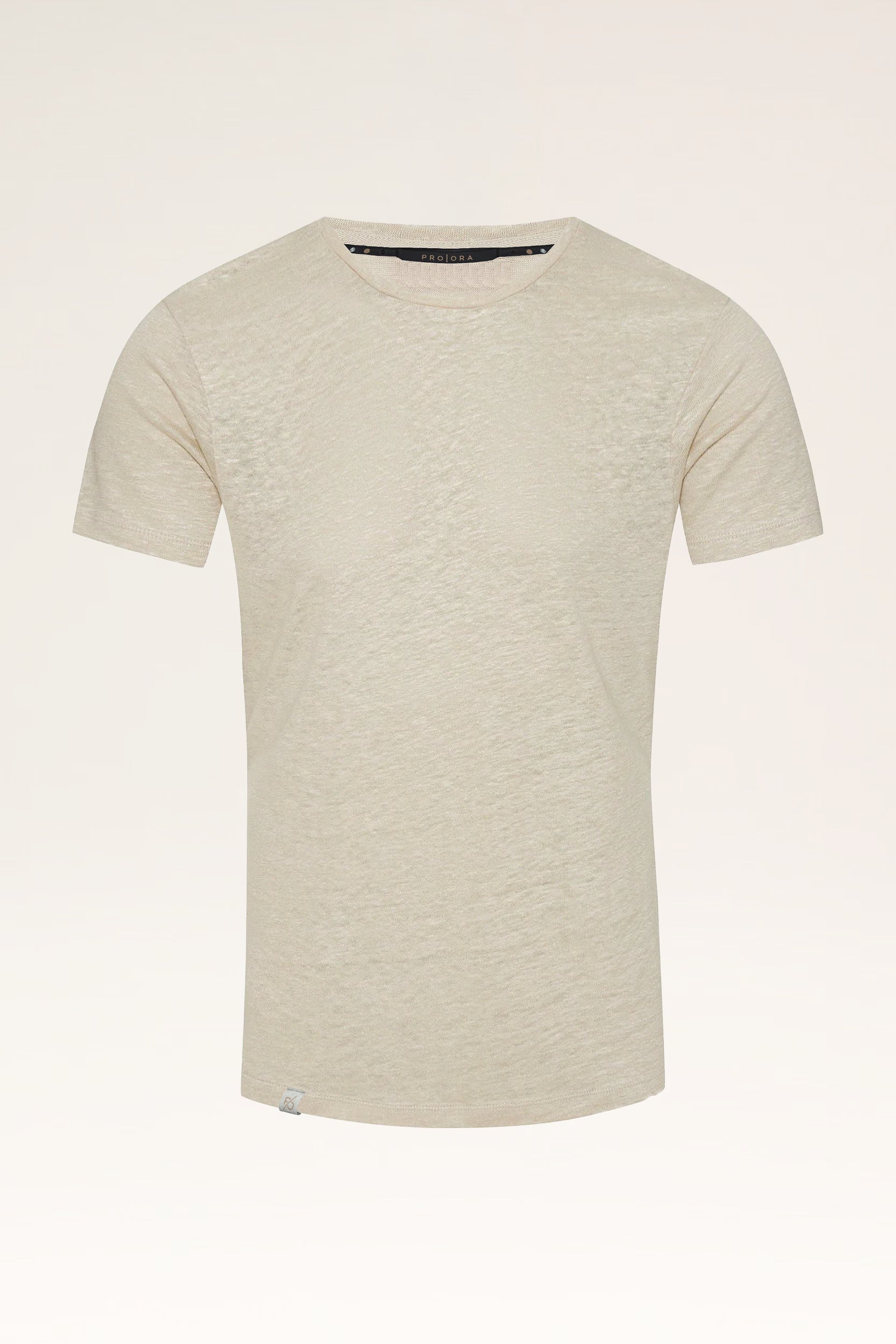 PRO | ORA men’s the linen t-shirt in Toasted Oat rendered front view