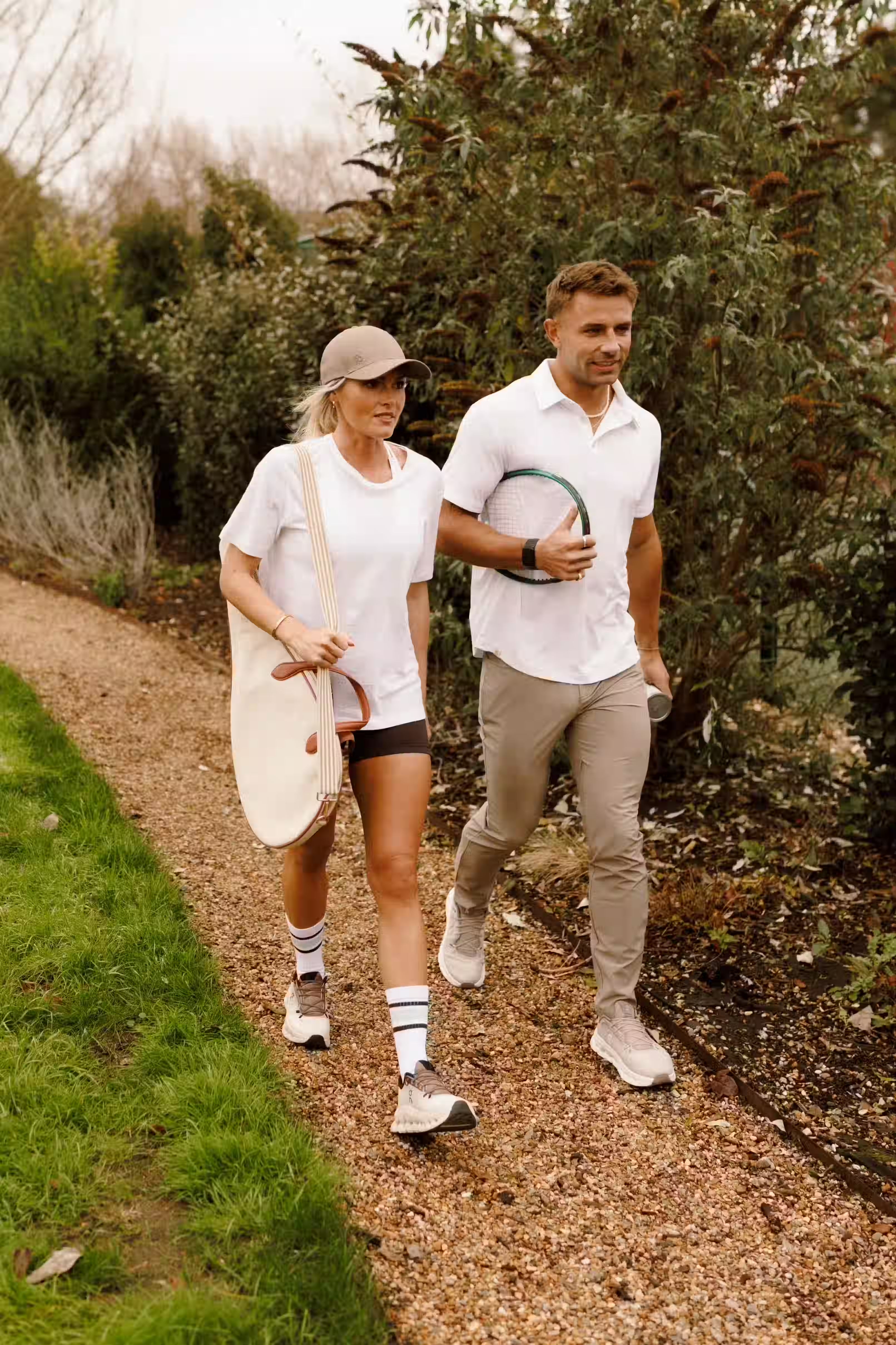 PRO | ORA men’s proformance polo shirt in White Onyx, worn during training