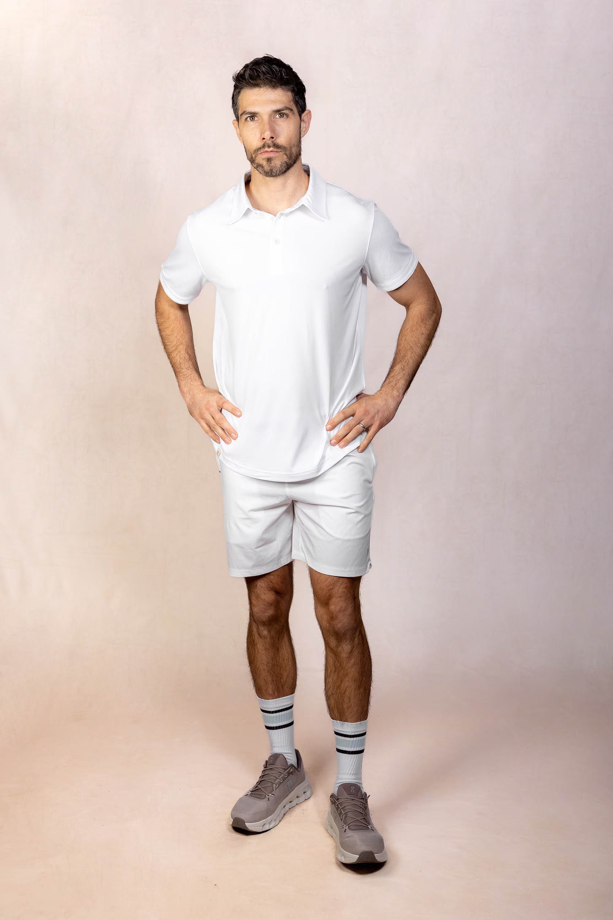PRO | ORA men’s proformance short in White Onyx, product detail image