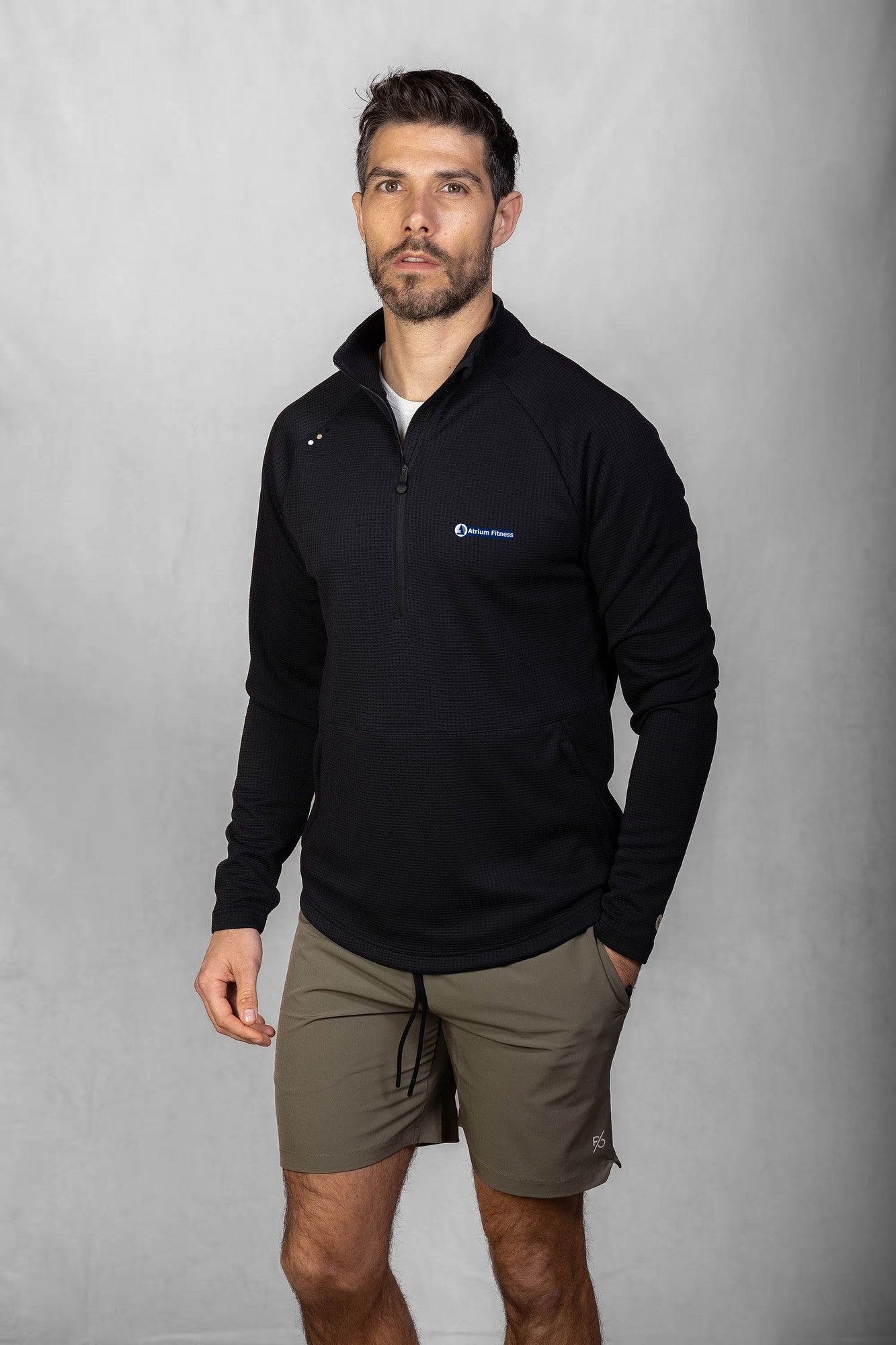 Atrium Fitness X PRO | ORA Men's Proformance Waffle Half Zip in Black Onyx #Colour_Black Onyx