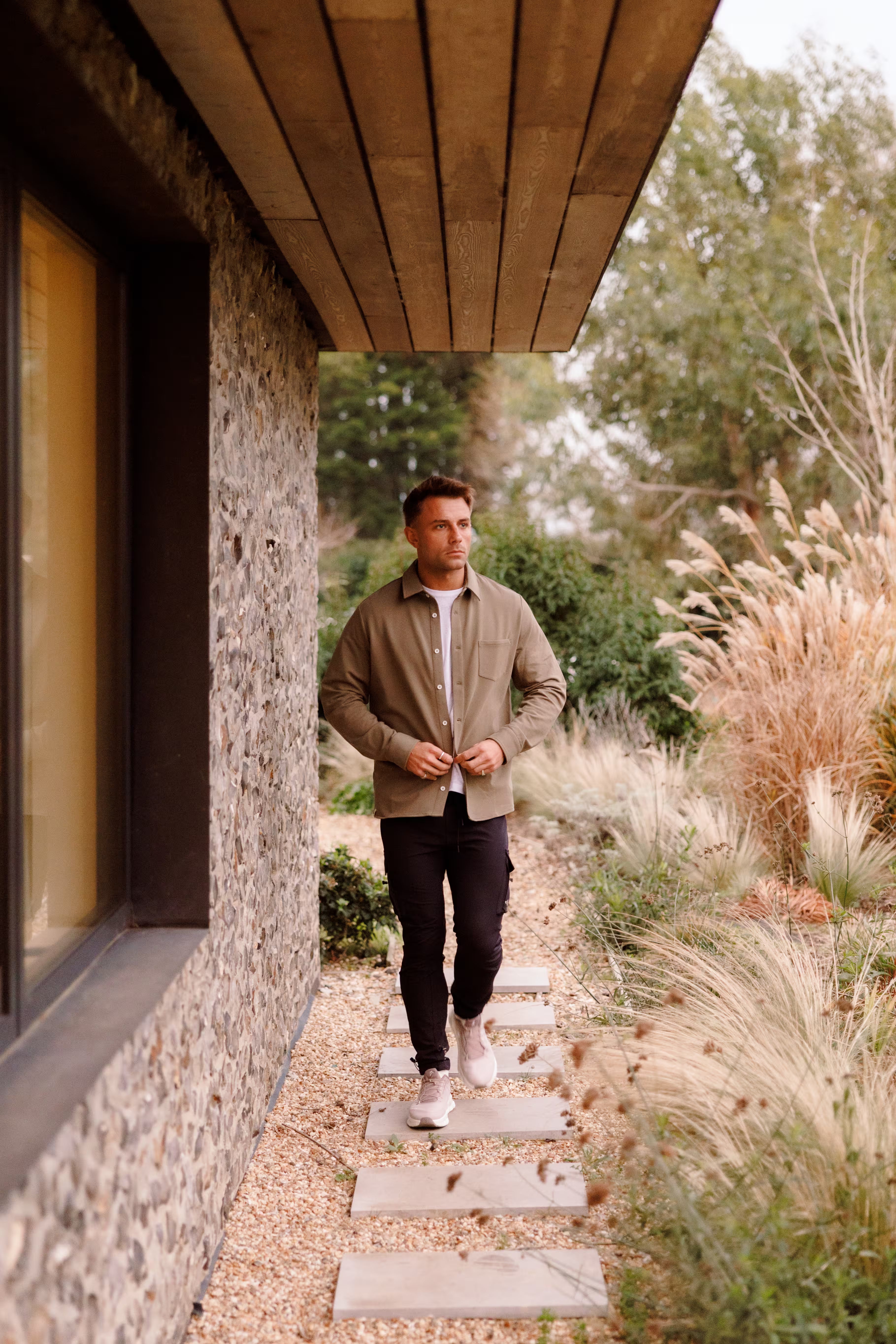 PRO | ORA men’s the sweater shirt in Muted Clay, worn for lifestyle