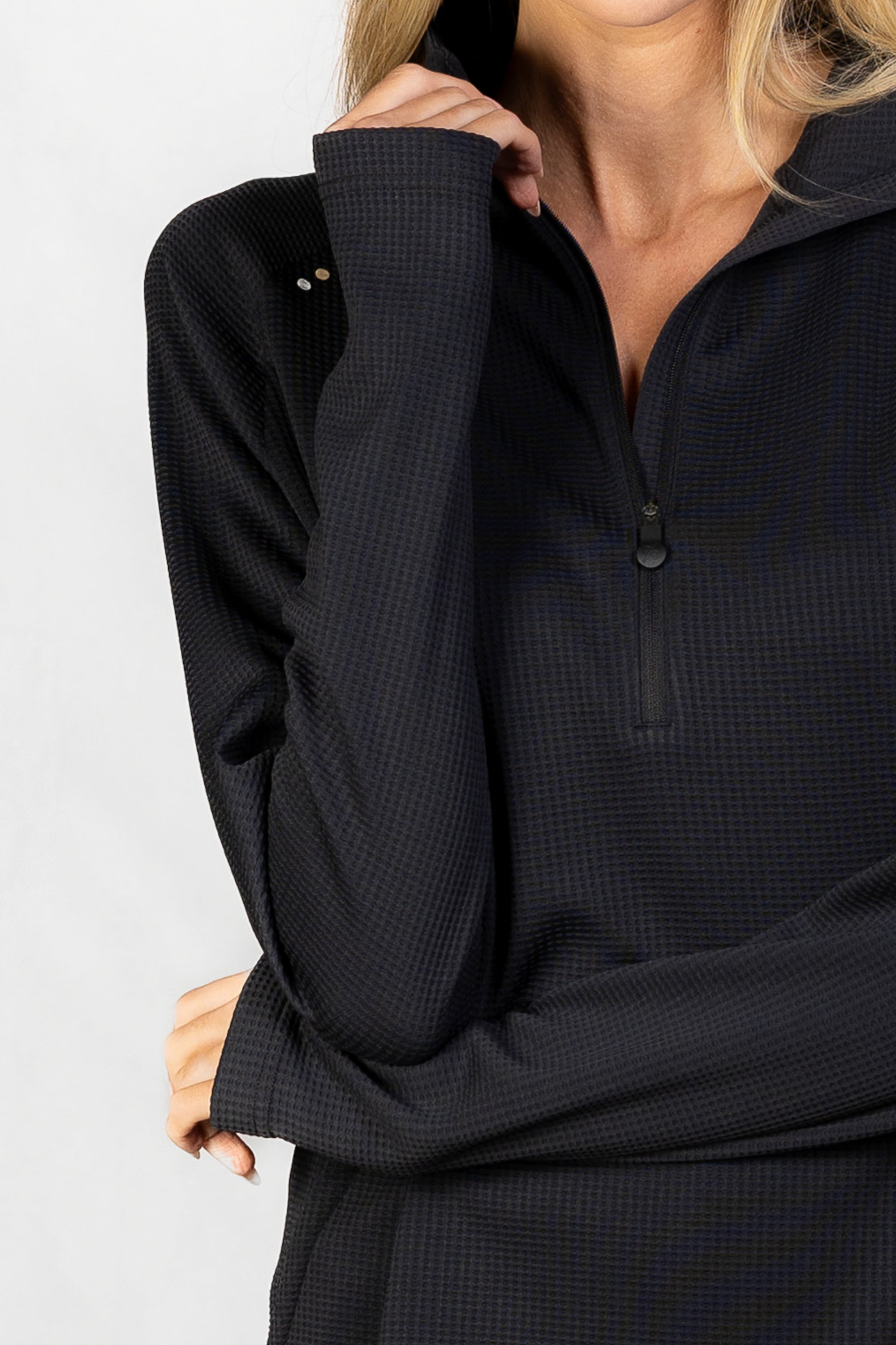 Women's Proformance Waffle Half Zip in Black Onyx #Colour_Black Onyx