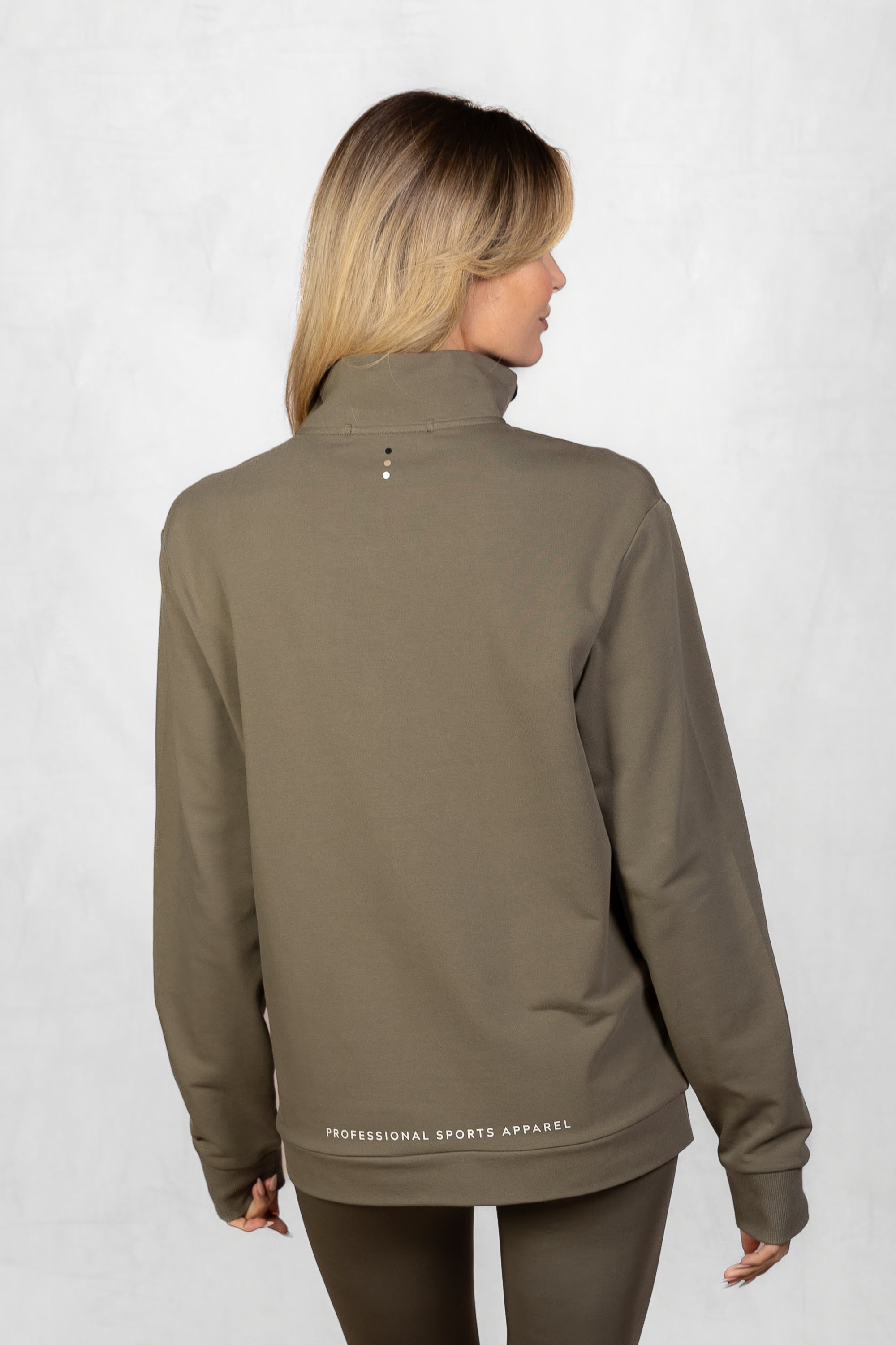 Women's Aura 1/4 Zip Sweatshirt in Olive Smoke #Colour_Olive Smoke