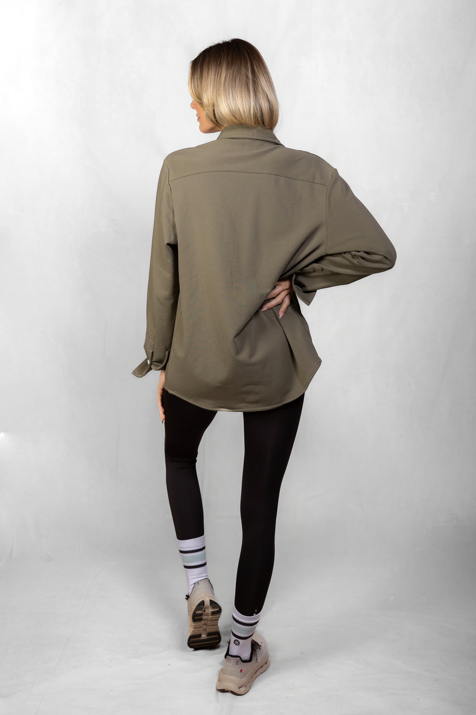 Women's Aura Sweater Shirt in Olive Smoke #Colour_Olive Smoke