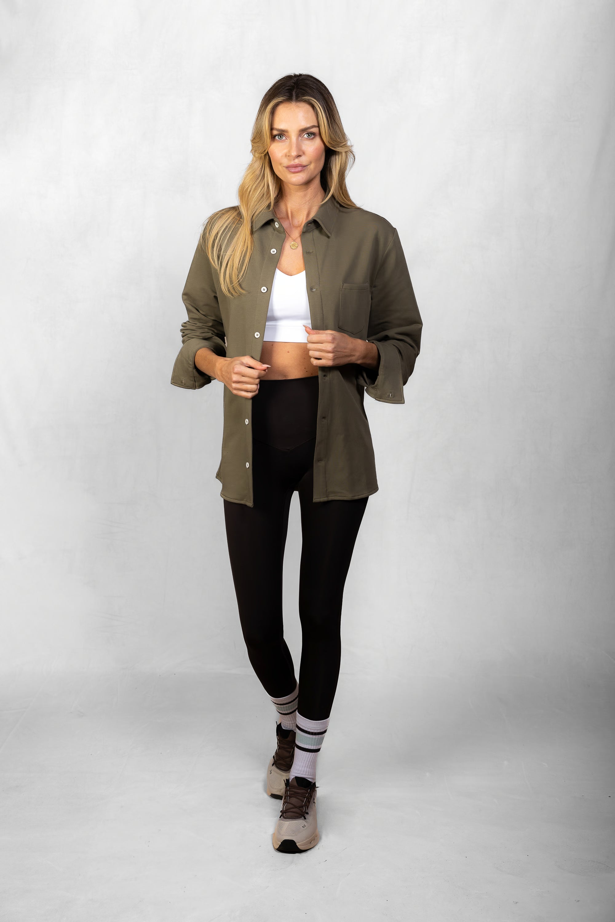 Women's Aura Sweater Shirt in Olive Smoke #Colour_Olive Smoke