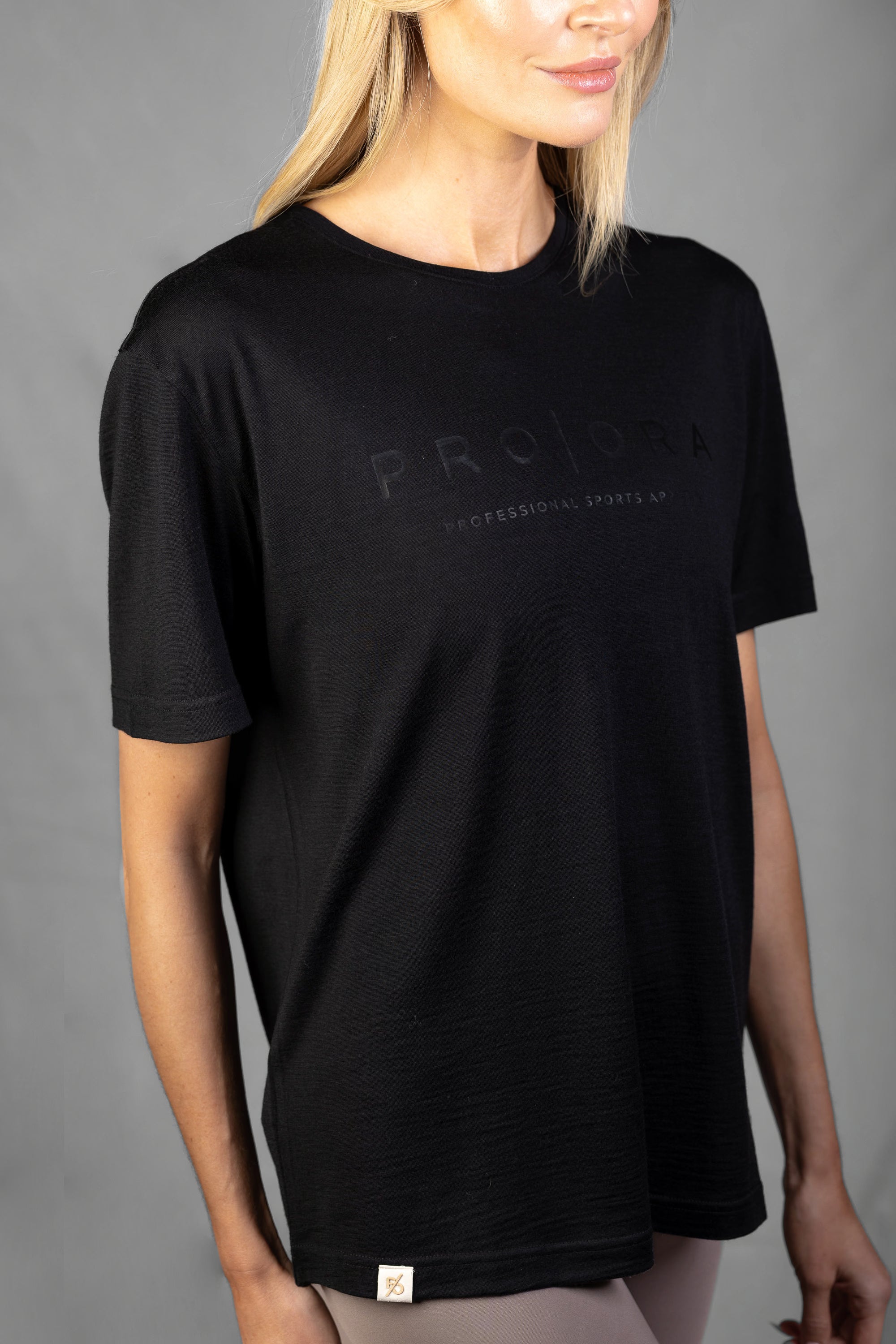 Women's Merino T-Shirt, Black on Black