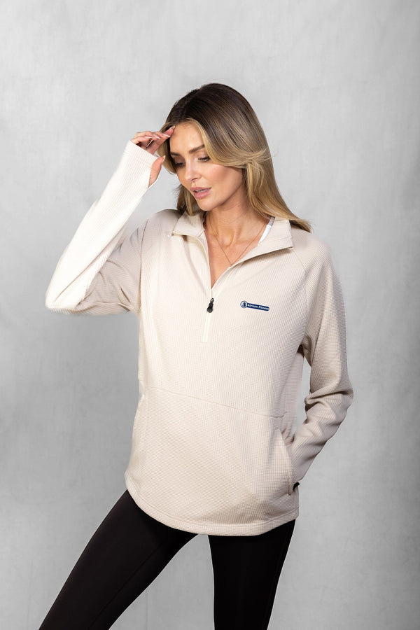 Atrium Fitness X PRO | ORA Women's Proformance Waffle Half Zip in Toasted Oat #Colour_Toasted Oat