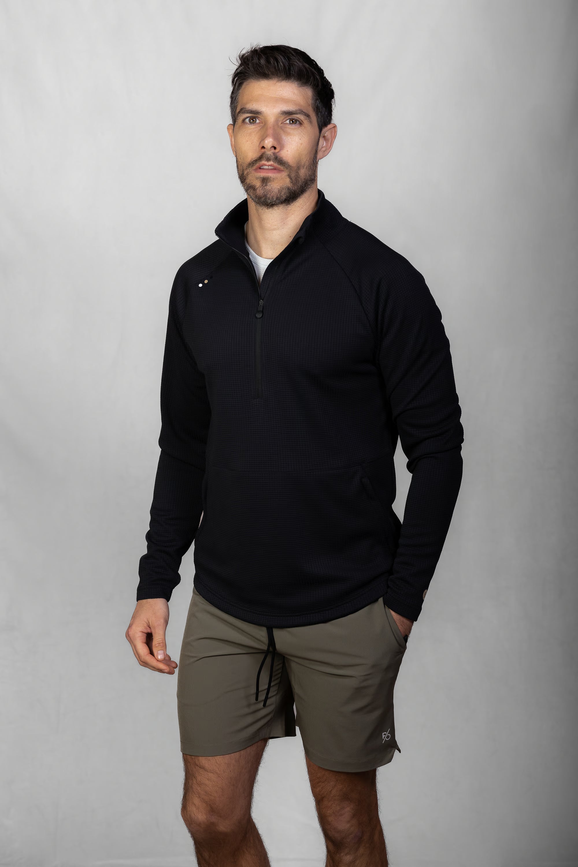 Men's Proformance Waffle Half Zip in Black Onyx #Colour_Black Onyx